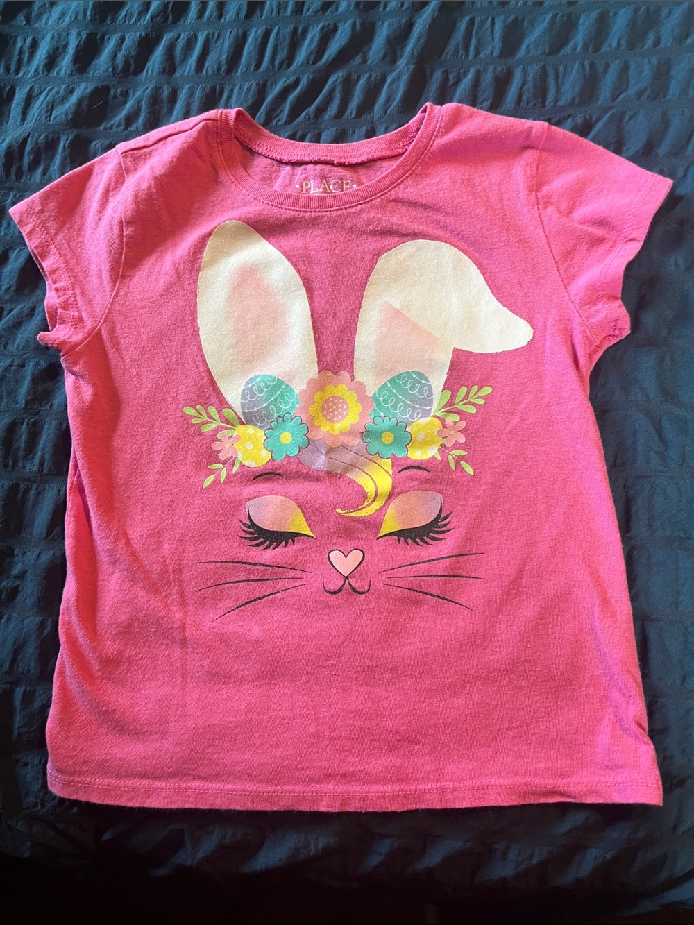 The Children's Place Hot Pink Bunny Face Tee with Floral Crown